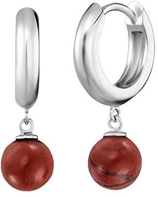 Engelsrufer Damen Creole aus Sterling Silber mit Roter Jaspis Perle Anhänger, Clipverschluss, nickelfrei, 13mm, ERE-RJ-CR