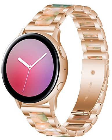Gheper Bracelet de Montre en Acier Inoxydable et Résine Compatible avec Samsung Galaxy Watch 7 FE/6/5/4 40-44mm, Active 2/1 - Bracelet de Rechange en Métal 20mm