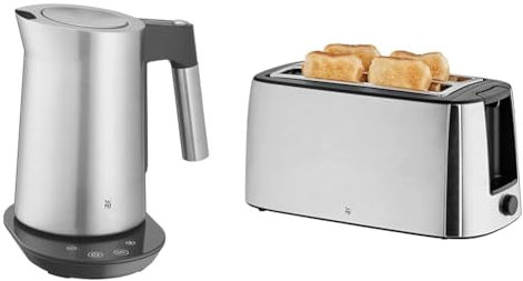 WMF Kineo Wasserkocher mit Temperatureinstellung 1,6l, Kalkfilter, 3000W & Bueno Pro Toaster Langschlitz mit Brötchenaufsatz, 4 Scheiben, XXL Toast, Aufknusper-Funktion, 1550W, edelstahl matt