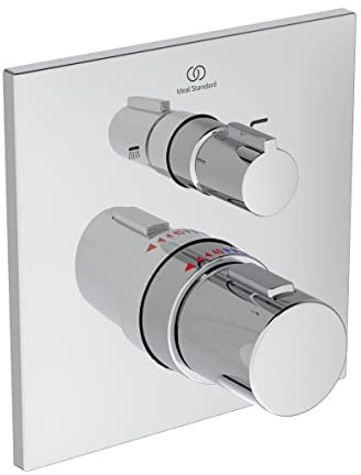Ideal Standard A7522AA Ceratherm C100 Wannenthermostat Badethermostat Unterputz, Wannenarmatur mit Temperatursperre bei 40° C, Thermostat für die Badewanne, Chrom