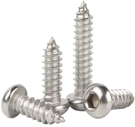 100 Stück, 304 Edelstahl-Rundkopf-Innensechskant-Blechschrauben, Linsenkopf-Innensechskant-Schrauben, Innensechskant-Blechschrauben, Gewindedurchmesser 2,6 Mm, Gewindelänge,12mm