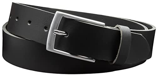 Vascavi Ledergürtel aus echtem Büffelleder, ca. 3,4 cm breit, MADE IN GERMANY, kürzbar, Unisex Gürtel für Damen und Herren, Schwarz (Bundweite 100 cm = Gesamtlänge 115 cm)