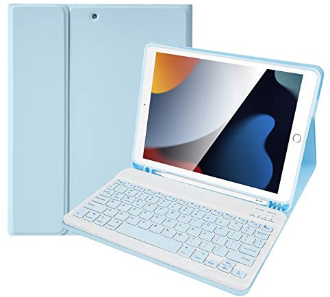 Lively Life Bluetooth Keyboard for iPad 10.2 9th 2021/8th 2020/7th Generation 2019, iPad Air 3 2019, iPad Pro 10.5 2017, Protective Case with Detachable Wireless Keyboard, Built-in Pen Holder - Blue