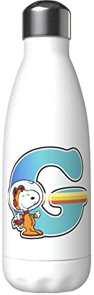 CYPBRANDS Snoopy Wasserflasche aus Edelstahl, luftdicht, mehrfarbig, 550 ml, Weiß, offizielles Lizenzprodukt