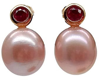 GREnTiNS Peara de Agua Dulce de Color púrpura cultivado Natural Fucsia Pendientes de pájaros de Diamantes de Diario infructuos Boda for Mujeres