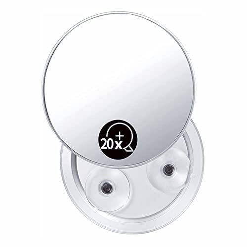 LATRAT Miroir grossissant 20 x 3 x ventouses, miroir rapproché pour des détails précis du maquillage, super grossissement 15 cm rond miroir concave