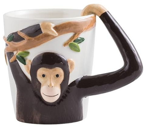 ZPPLD 3D Monkey Mug,Funny Monkey Cup,Coffee Mug,400ml Ceramics Coffee Cup,Stoneware Coffee Mugs,Tea Mugs,Porcelain Coffee Mug,Cappuccino Cups for Cappuccino, Latte, Hot Cocoa Or Hot Tea