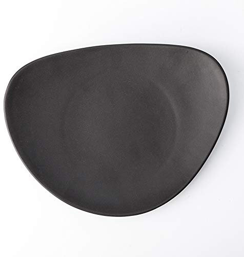 Set di piatti Piatto in ceramica, piatto decorativo del piatto freddo del ristorante, piatto in ceramica di personalità irregolare da 21 cm con strisce bianche e nere Piatti da portata da cucina