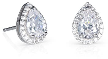 Diamond Treats Ohrstecker in Tropfenform aus 925 Sterling Silber für Damen mit weißen, Zirkonia-Steinen, Ohrringe aus Silber 925 für Frauen, 925 Silber Ohrstecker mit Geschenkbox