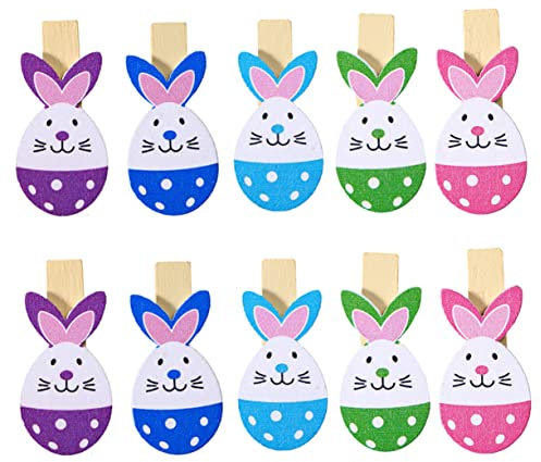 SAFIGLE 48stücke Fotoklammern Aus Holz Mit Hasen-fotoclip Frühlings-fotoclip Frühlingsdekoration Frühlings-deko-Accessoires Vielseitig Einsetzbar Als Fotomappe Luftdichte Mappe Wäscheklamm