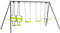 Outsunny Juego de Columpio Infantil Exterior con 2 Columpios Asientos Abatibles Balancín y Marco de Acero Columpios para Niños de 3-8 Años 355x184x186 cm Verde