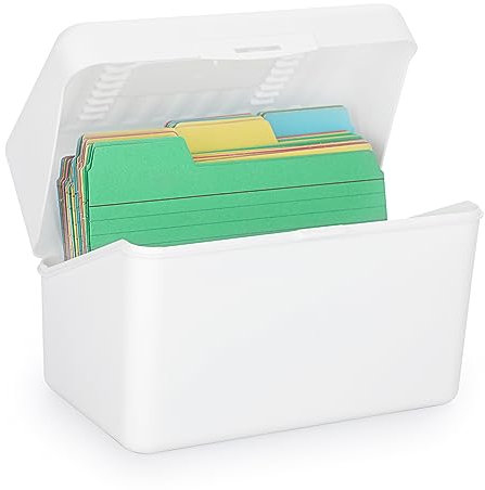 BSTKEY 10,2 x 15,2 cm in plastica porta schede di ricette, 1 custodia bianca per schede flash card note scatola organizer per schede 10 x 15 cm per schede e schede flashcard ricette (senza carte)