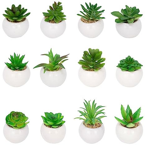 Artificial Succulent Plants Mini Potted Set of 4 Faux Succulents Plant in Pots Mini Fake Succulent Plants Decorative for Home Desk Tabletop Office Bathroom Outdoor Garden Decor, Assorted