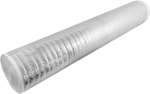 Aislante Térmico Reflexivo Aluminio y Espuma por metros | Aislante Acústico y Térmico Coche, Viviendas, Caravanas, Buhardillas, Ventanas, Conductos Ventilación (60 cm x 25 m)