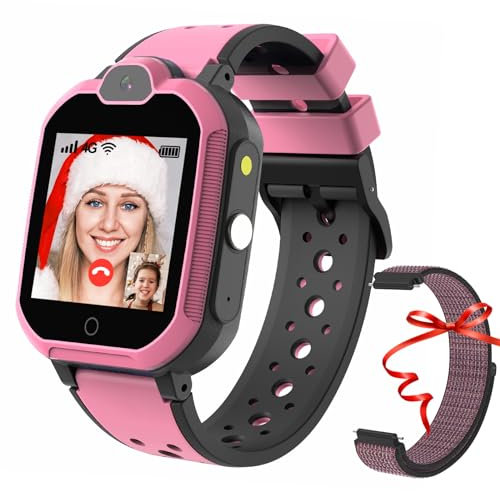 Smartwatch, Kinder-Smartwatch mit SOS-Anrufen, Schrittzähler, Kamera, Musik, Taschenrechner, Wecker, Touchscreen-Telefon und Schutz, für Jungen und Mädchen, 4-12 Jahre (4G, blau)