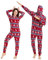 COLORFULLE Weihnachts-Einteiler für Paare, Fleece-Overall mit durchgehendem Reißverschluss, Pyjama, langärmelig, mit Taschen (Rot REH,Damen,L)
