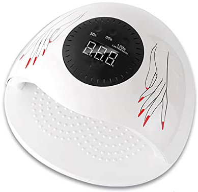 126W Lampada per Unghie, Fornetto Unghie Lampada LED Unghie Professionale con 3 Timer, LCD Display per Manicure/Pedicure Permanente Smalto Semipermanente (Color : White)