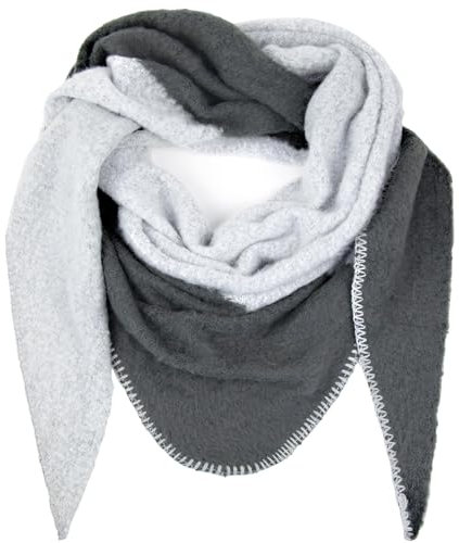 Gloop Damen Schal XXL Strick Dreieck Schal Poncho Halstuch Dreieckstuch Musselin kuscheliger Schal ohne Kratze an Haut (Grau-Hellgrau)