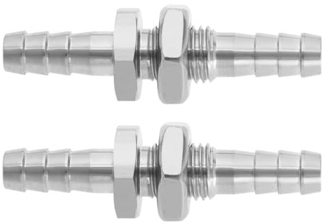 LT Easiyl 2 Stück 6mm Schlauchverbinder Schlauchtüllenverbindung Edelstahlplatten Schlauchverbinder Sechseckiges Gerades Gelenk für Schlauchverschraubung mit Loser Trennwand