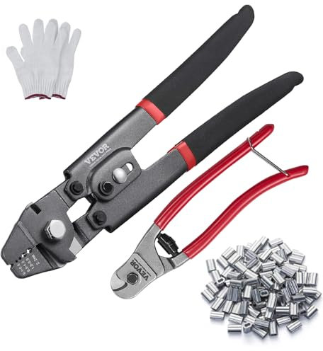 VEVOR Pinze Crimpatrice per Cavi con Diametro tra 0,1-2,2mm Pinza Capicorda per Terminali Manicotti in Alluminio, Pinza a Crimpare in Acciaio 55# Durezza Massima 50 HRC, Utensili per Crimpaggio Cavi