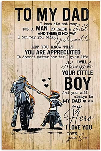 Motorradfahrer-Metallschilder „To My Dad, Poster, dekorative Schilder, Plaketten, Wandkunst, Zuhause, Schlafzimmer, Büro, Studio, Schlafzimmer, Garage, Toilette, Kabine, 20,3 x 30,5 cm
