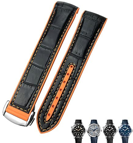 PURYN Gummi-Lederarmband für Omega Seamaster 300 Speedmaster AT150 HydroConquest Sportarmband, 21 mm / 22 mm, 19 mm / 20 mm, 22 mm, Achat