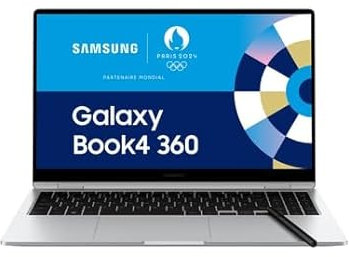 Samsung Galaxy Book4 360 Ordinateur portable 15.6'', Intel Evo Platform – Intel Core Ultra 7, 16Go RAM 512Go SSD Intel Graphics, Argent, clavier AZERTY FR
