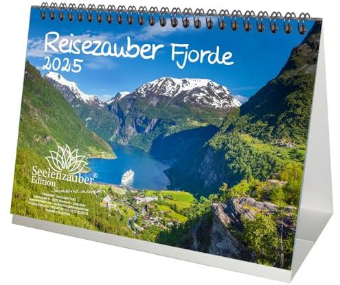 Reisezauber Fjorde DIN A5 Tischkalender für 2025 Bach Fluß Baum Bäume Wald Natur - Seelenzauber