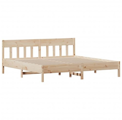 vidaXL Massivholzbett mit Kopfteil, Holzbett mit Sperrholzlatten, Doppelbett für Schlafzimmer, Bett Bettgestell, 200x200cm Massivholz Kiefer