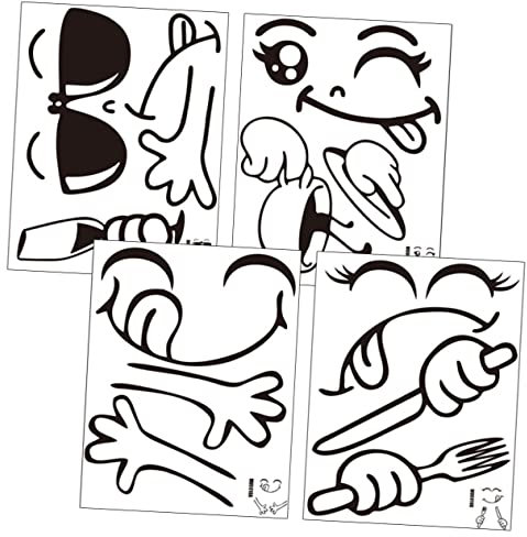 KICHOUSE Funny Kitchen Wall Stickers Face Refrigerator Covers Peel and Stick Vinyl Decor