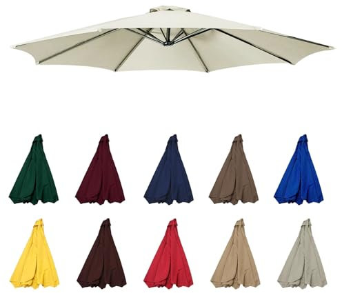 2m|2.30m|2.7m|3.0m|6 Baleines|8 Baleines Auvent De Rechange Pour Parasol | Tissu Polyester 180G | UV50+ | Étanche | Résistant Aux Déchirures | Pour Plage, Piscine, Terrasse, Jardin(Color:Beige,Size:8r