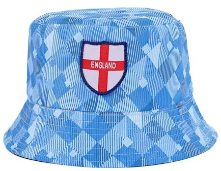 England Bucket Hat - Traditional England Sun Hat, Unisex Design - Heavy Duty 70% Cotton (Cotton Blend, Blue)