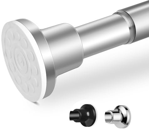 Asta telescopica per tenda da doccia, estensibile, 76 – 193 cm, asta per tende senza foratura, in acciaio inox, φ25 mm, colore argento per bagno, vasca da bagno, doccia, porte