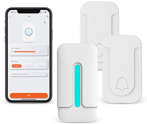 Campanello wireless impermeabile da parete con campanello senza fili con pulsante automatico, notifica app Smart Life, volume a 4 livelli (ML-W01-21)