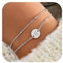 RMMD Armband Silber - 18K Weißgold Vergoldete Armband Damen Silber Personalisierte Armbänder mit Buchstaben E Silberschmuck Geschenke für Frauen Mädchen