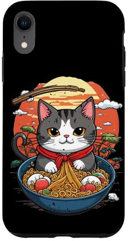 Cat Ramen Japanese Funny Graphic Kawaii Cat Anime Case for iPhone XR
