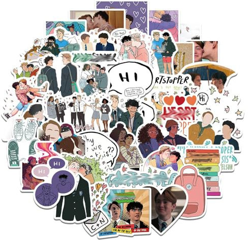 Heartstoppers Aufkleber, 50 Pcs Nick and Charlie Figur Vinyl Wasserdichte DIY Stickers Für Party, Wasserflasche Scrapbook Laptop Skateboard Computer Für Teens Studenten