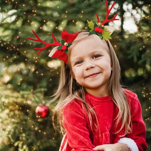 Cadeaux de Noël pour femme - Bandeau pour enfants - Bois de Noël - Épingle à cheveux - Décorations de vacances - Accessoires pour cheveux - Décoration de fête