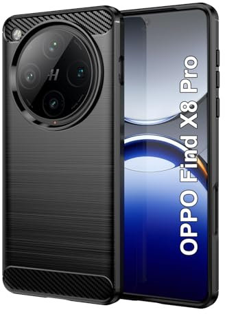 Effcotuo Funda para OPPO Find X8 Pro Cover Fibra de Carbono Carcasa Protectora Antigolpes, Suave TPU Silicona Caso Anti-Choques Case Cover - Negro