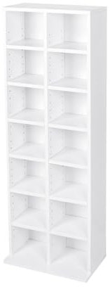 Hampton & Stewart New CD Media Display Shelf Unit Tower Rack Adjustable Shelves (White)