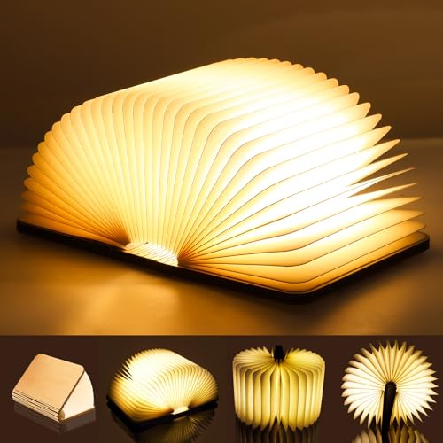 Luthando LED Buchlampe, Buch Licht Faltbare Buchlampe 21.5x17 cm | LED Stimmungsbeleuchtung USB Aufladbare Nachttischlampe für Kinder Freundin Geschenk Home Decor