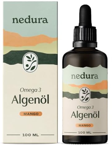 nedura® Omega 3 Algenöl mit Mango - Natürliches DHA & EPA - Laborgeprüft, vegan - 100ml