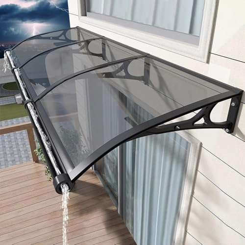 Auvent de Porte et Fenêtres Extérieure,Toit Marquise en Polycarbonate,Marquise de Porte d'Entrée,Terrasse Toit Abri Protection Contre La Pluie,Auvent de Patio,60×290cm/24×114