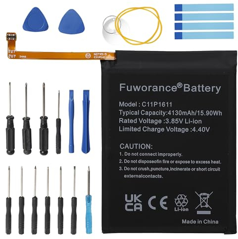 Fuworance 4130mAh 3.85V C11P1611 Batterie de remplacement Compatible avec Asus Zenfone 3 Max 5.5 ZC520TL ZC553KL Téléphone mobile Smartphone Rechargeable Li-ion Piles Grande capacité une trousse outil