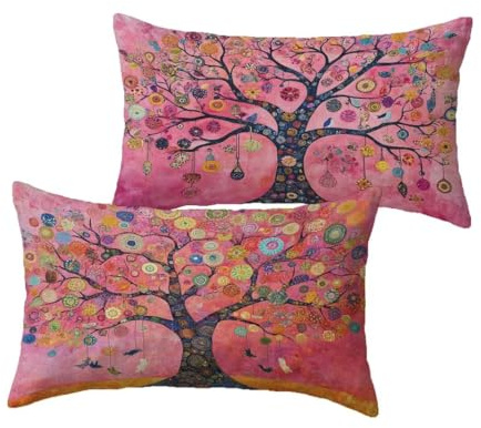Outdoor Kissen Wetterfest, Kissenbezug 30x50 cm Rosa Kissen Abstrait Outdoorkissen Rechteckige Samt Kissenbezüge Sitzkissen Outdoor Zierkissen Gartendeko für Draußen Wetterfest Balkon Deko C-114