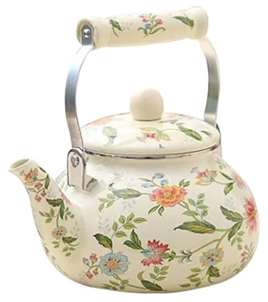 Wmmner . Teekanne aus Emaille, Vintage-Kaffeekocher, Wasserkocher im Vintage-Stil, Teekanne für Herd, Induktion, Gasherd, Holzofen