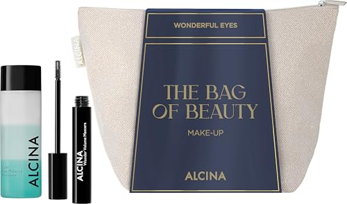 ALCINA Geschenkset Wonderful Eyes - beinhaltet 1x Wonder Volume Mascara, schwarz & 1x Soft Eye Make-up Remover | 1x 8 ml & 1x 100 ml | Mascara für maximales Volumen | Remover zur sanften Reinigung