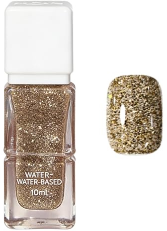 Glitter Gold Nail Polish,Diamond Sparkly Gold Nail Polish,Flash Shinny Nail Varnish for Women,Shimmer Nail Varnish Quick Dry&Long Lasting,Holographic Nail Paint Sequins Nail Art No Need Cure