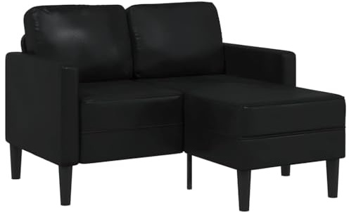 Frdhee Bettsofa Kleines Sofa, 2-Sitzer-Sofa mit Chaiselongue L-förmig Schwarz 125 cm Kunstleder fürs Wohnzimmer Schlafzimmer Heimkino Gästezimmer