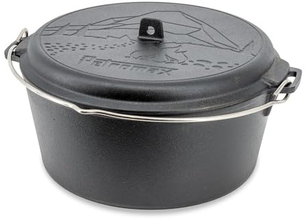 Petromax Dutch Oven Essential Line 7,5L - Gusseisen Feuertopf mit Pfannendeckel